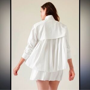 Athleta Advantage Jacket: White Pleated (Back) Top